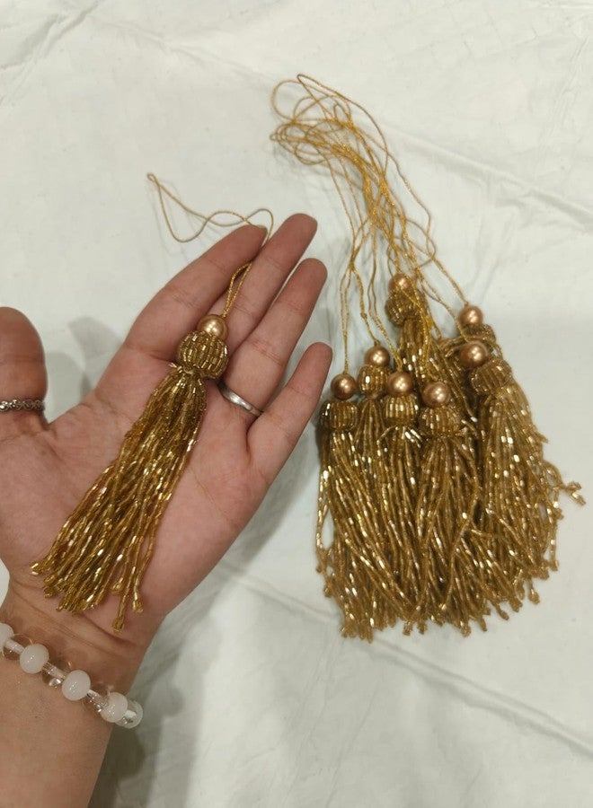 SP SELLPLUS Sellplus DIY Craft Accessory Handmade latkan for Saree Pallu Blouse hangings Tassels | Art Craft | Wall Hanging Making | with Loop for Jewelry Making Souvenir | (Golden) (RM-Tassel08) - Image 2